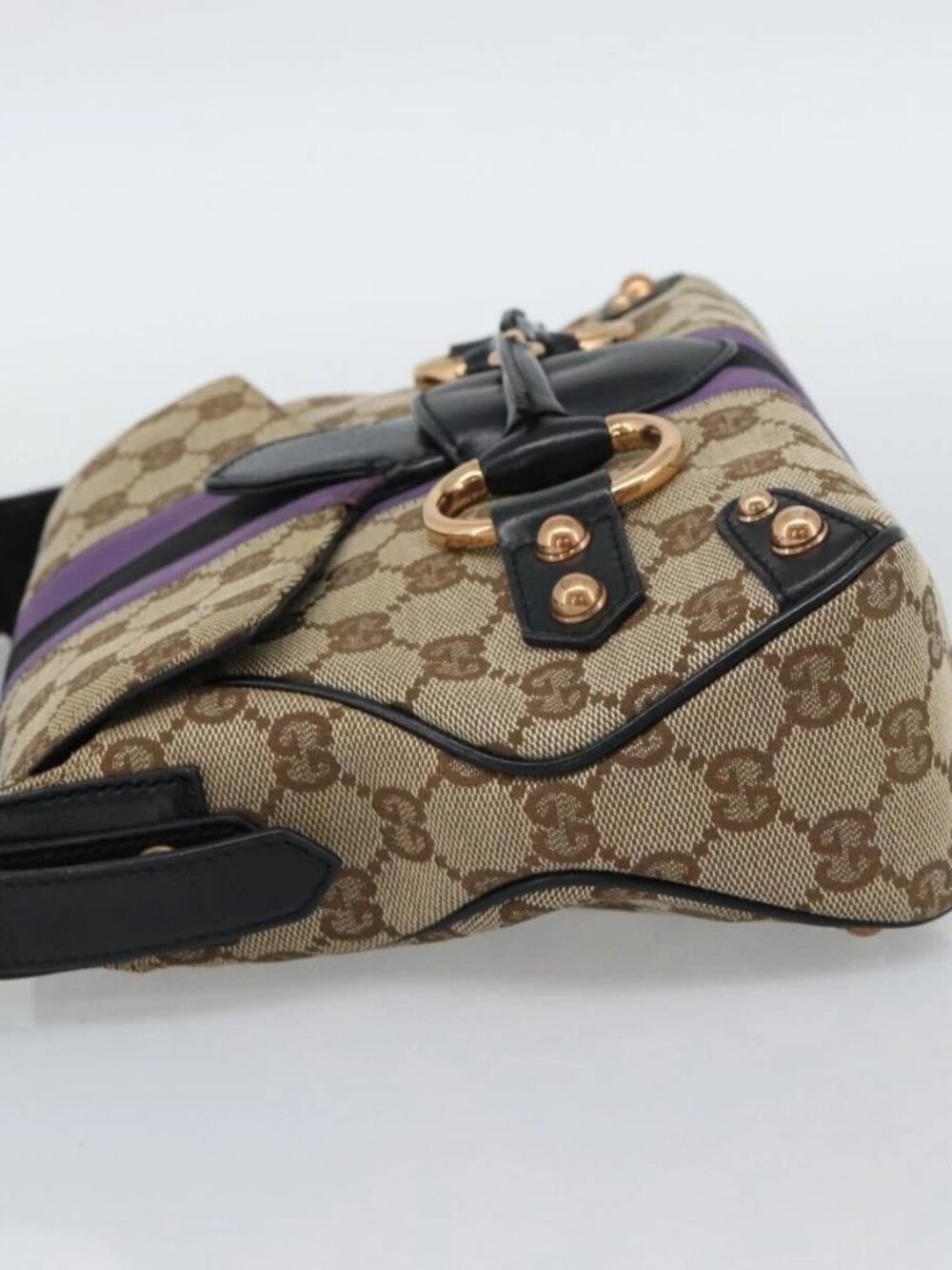 GUCCI GG Canvas Horsebit Shoulder Bag Beige 129699 Auth - Picture 7 of 16